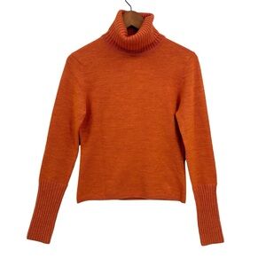 COUNTRY SHOP Merino Wool Sweater Turtleneck Crop Orange